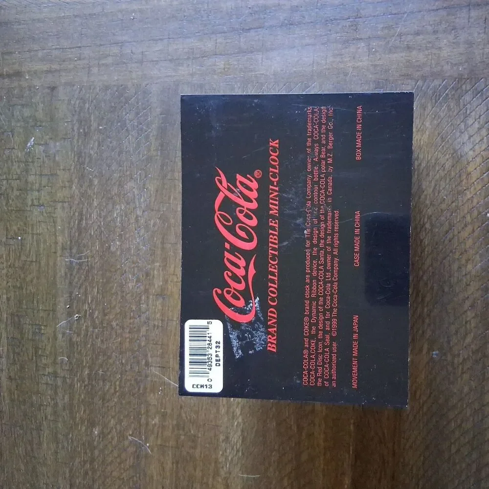 Coca Cola Collectable Mini Clock Bear w/ Coke Bottles in Plastic Case